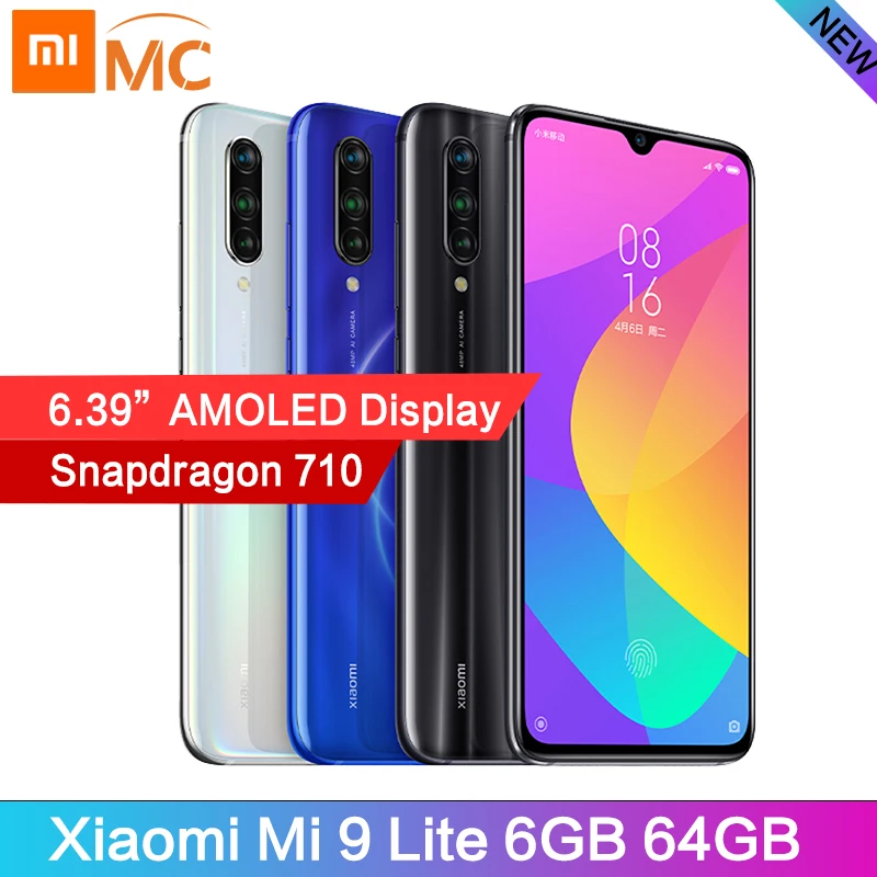 Мобильный телефон Xiaomi Mi9 Lite Snapdragon710 Octa Core 6 Гб 64 Гб 6,3" AMOLED 48MP камера 4030 мАч Мобильный телефон Глобальная версия