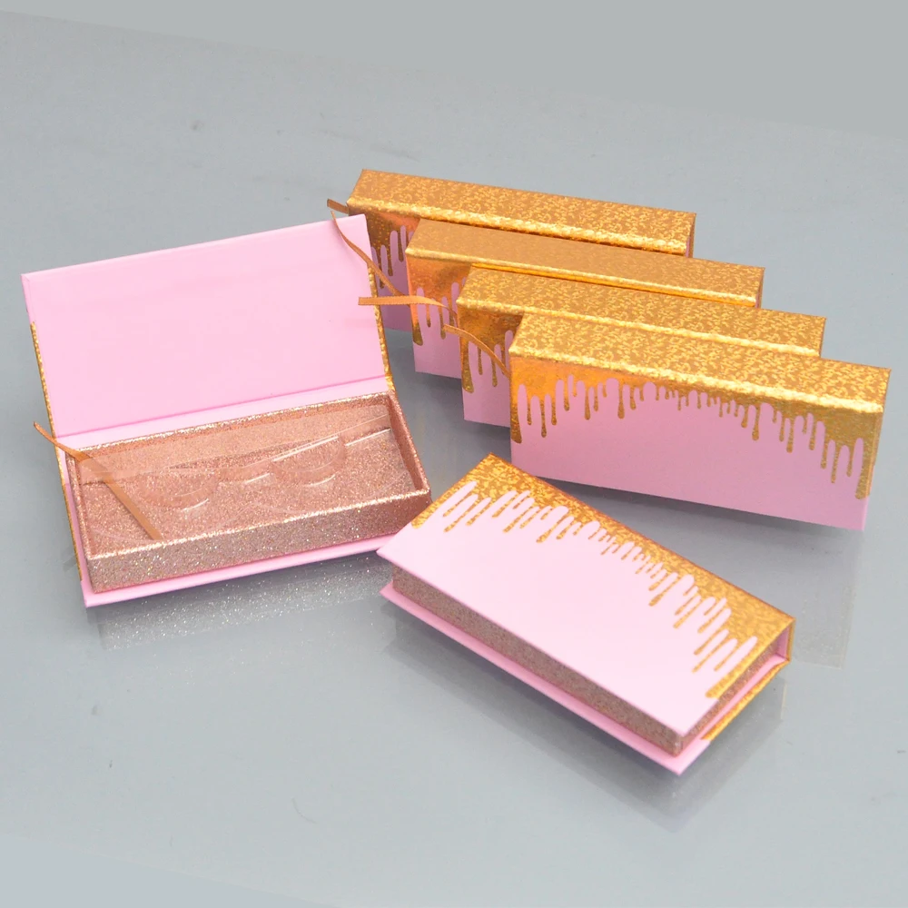 

Wholesale false eyelash packaging Quicksand Magnetic box lash boxes custom logo faux cils 25mm mink eyelashes Rose Gold case