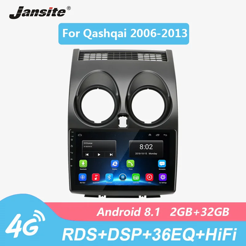 

Jansite 9" 4G Car Radio player For Nissan Qashqai 2006 -2013 Wifi GPS Android Touch screen multimedia video players with Frame