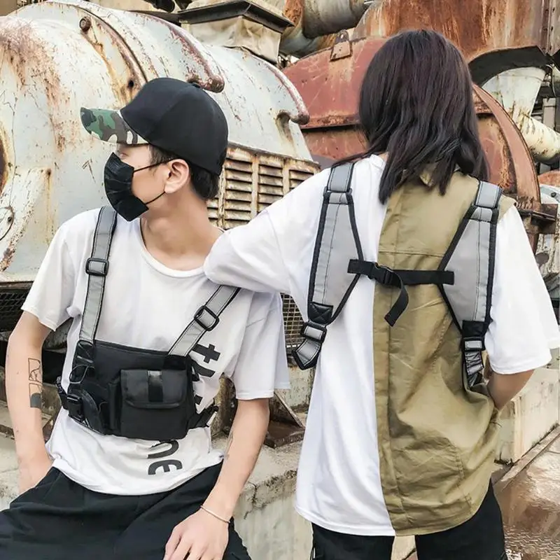 

Hip Hop Nylon Reflective Strap Waist Packs Women Men Vest Chest Rig Bags Outdoor Climbing Sports Streetwear Harness Money Pouch