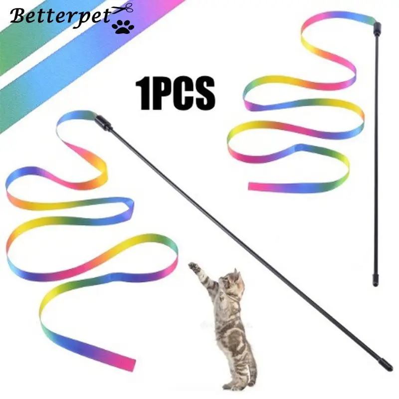 Забавная игрушка-Палочка для кошек Радужная лента Colth Сделай Сам тонкий цветной