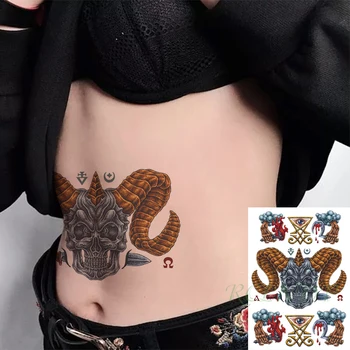 

Waterproof Temporary Tattoo Sticker Skull Head Horn Knife Eye Hand Sickle Torch Flash Tatoo Fake Tatto Art for Men Women
