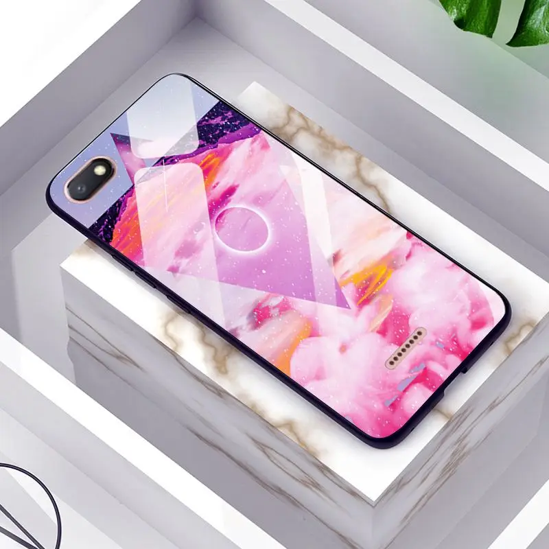 GLSZZZ137 Чехол из закаленного стекла с рисунком розы для Xiaomi Redmi 5A, задняя крышка, чехол для Redmi 6A, силиконовый стеклянный бампер для Xiaomi Redmi 7A 6A - Цвет: GLSZZZ137