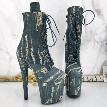 

Leecabe 20CM/8inches Pole dancing shoes High Heel platform Boots closed toe Pole Dance boots