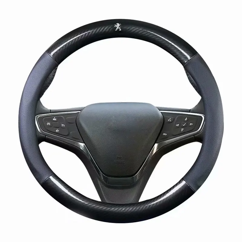 Кожаный Автомобильное рулевое силиконовое покрытие для руля 38 см 1" для peugeot 308s 308 408 107 108 206 207 301 307 407 4007