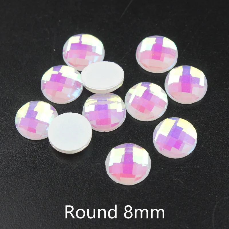 Round 8mm Новое поступление 30 шт. дизайн ногтей Стразы Декор прозрачный AB белый низ Кристальные бусины камни для 3D украшения для ногтей - Цвет: Round 8mm