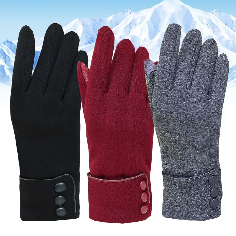 Взрослые модные однотонные теплые варежки флисовые женские перчатки для верховой езды зимой