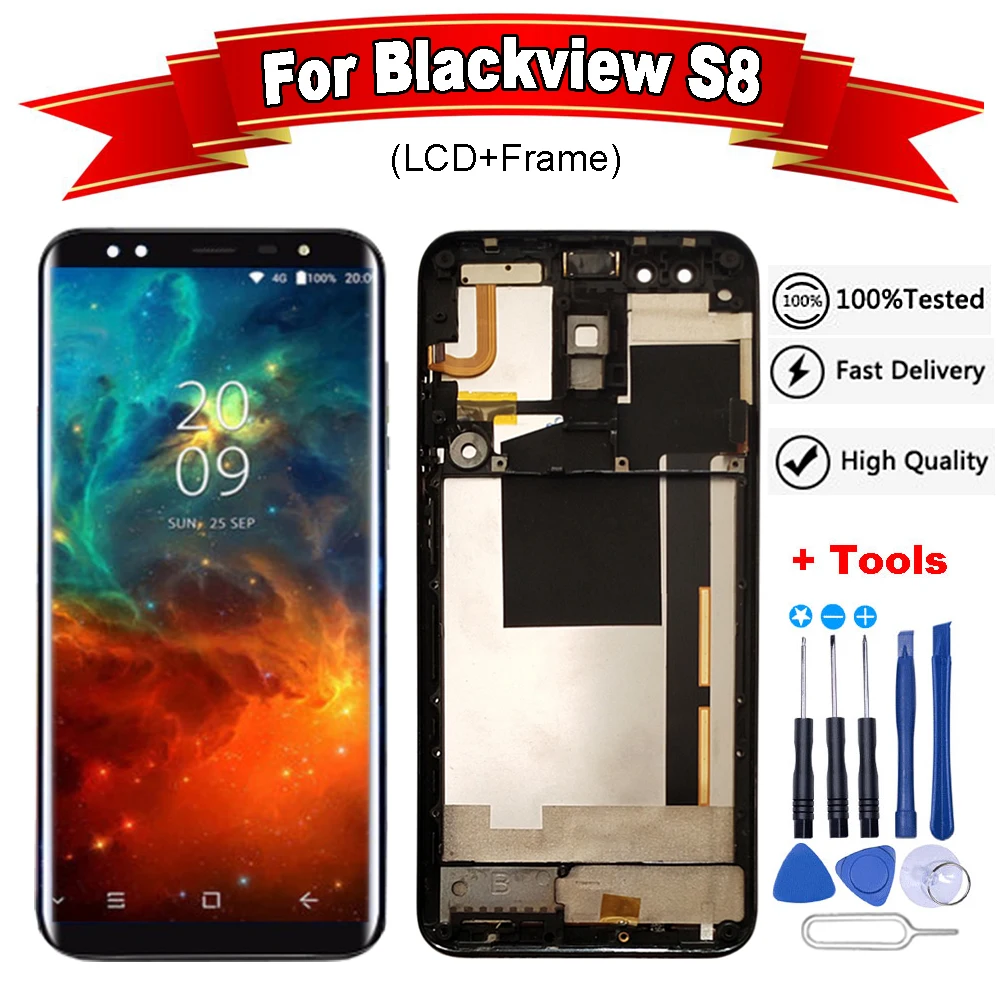 ЖК дисплей 5 7 дюйма для Blackview S8 с рамкой и сенсорным экраном 100% протестированный