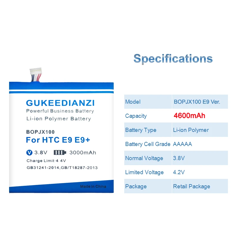 GUKEEDIANZI BOPJX100(E9) 4600 мАч аккумулятор для телефона htc One E9 E9w/E9+ Plus E9PW мощный деловой аккумулятор