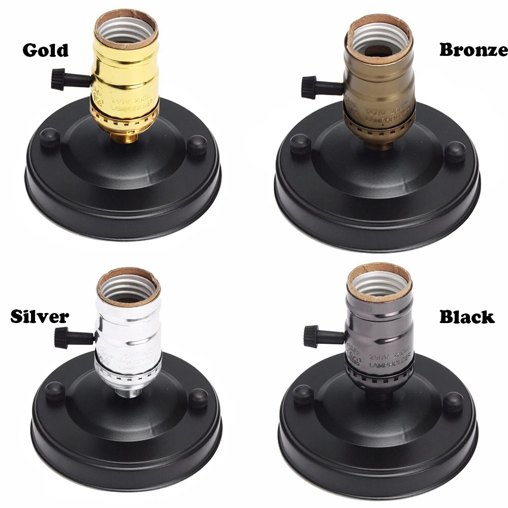 

Lamp Base E27 Electroplating Aluminum Vintage Retro Antique Edison Ceiling Screw Light Lamp Bulb Socket Holder with Switch