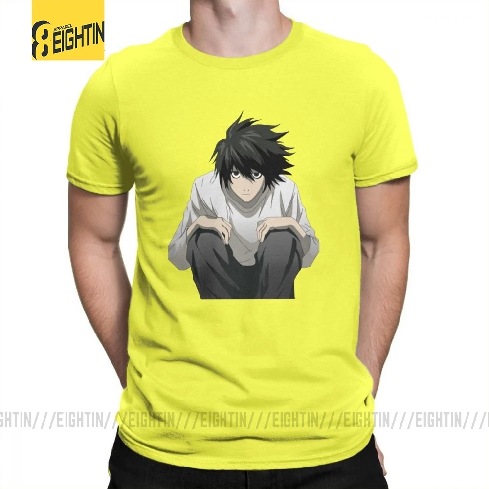 L Death Note T Shirt Short Sleeves Cotton T-Shirt Travel Clothing Plus Size Crewneck Tees Teenage Printed - Цвет: Цвет: желтый