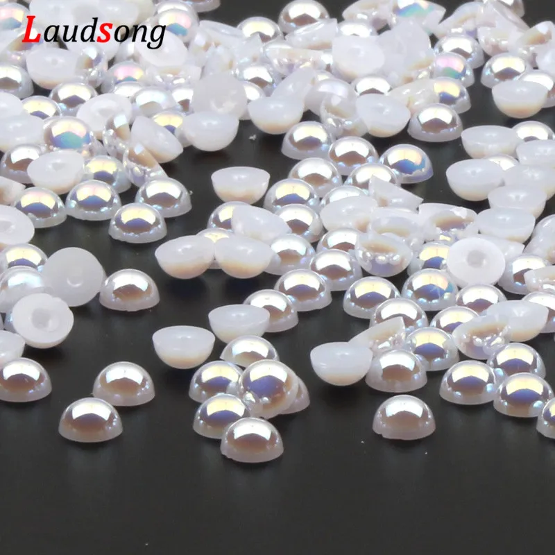 

2/3/4/5/6/8/10 MM White Acrylic Beads Pearl Imitation Half Round Flatback Scrapbook Bead For Jewelry Making DIY Accessories