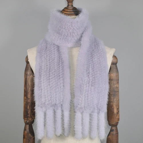 light blue Длинный стильный женский шарф из натурального меха норки, шарфы из натурального меха норки, Роскошные теплые мягкие качественные вязаные шарфы из натурального меха норки - Цвет: light blue