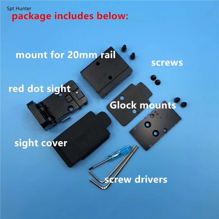 

Pistol Red Dot Sight Mini Rifle Scope Holographic Reflex Sight for Airsoft with Mount for 20mm Rail and Glock Adapters