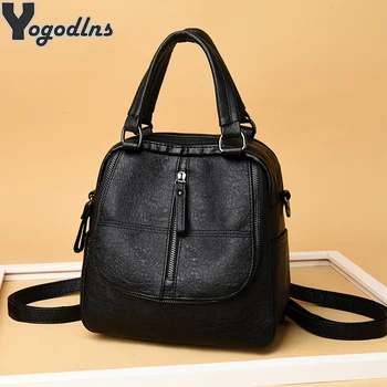 

Fashion PU Leather Backpack Women Shoulder Bags Ladies Casual Multifunction Teenager School Handbag Female Travel Crossbody Bag