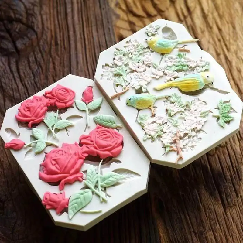 1PC New Rose TreetopS Chocolate Mold Silicone Bird Styling Sugar Valentine DIY Cake Baking Decoration Tool sugar skull | Дом и сад