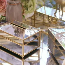 Европейская Золотая стеклянная зеркальная коробка для салфеток, Высококачественная стеклянная коробка для хранения косметики с зеркальной крышкой, коробка-держатель для салфеток