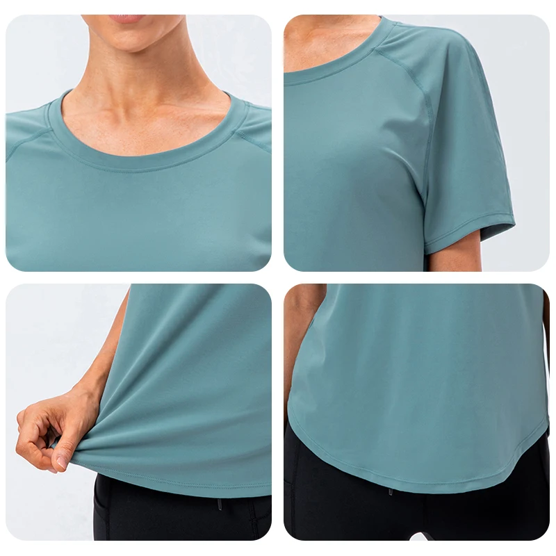 Women Yoga Loose Fitness Short Sleeve T Shirt Quick Dry Fitness Top Sports Tee Running Dance Short Sleeve Gym Sport