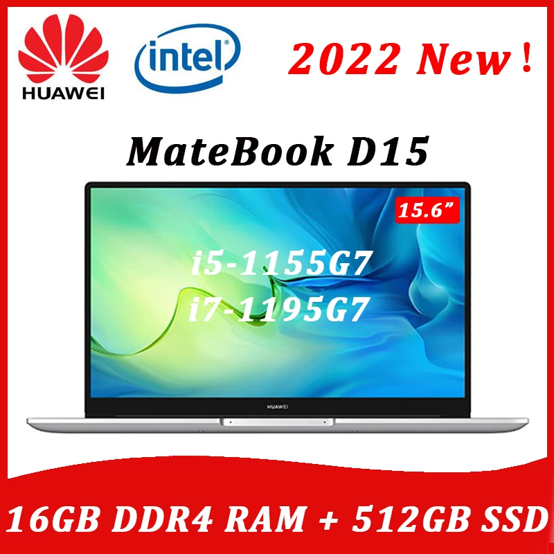 Tanie HUAWEI MateBook D 15 Laptop 2022 nowy 15.6 calowy i7-1195G7