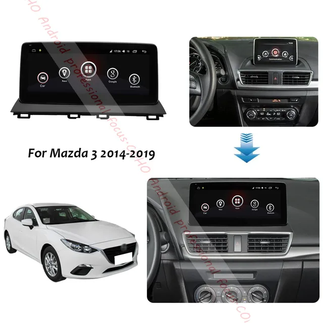 Lecteur multimédia de voiture avec ventilateur de refroidissement, Autoradio, Gps, pour Mazda 3 2014 2019 10.25 écran Android 10.0 Octa Core 1920*720 6 + 128G -2