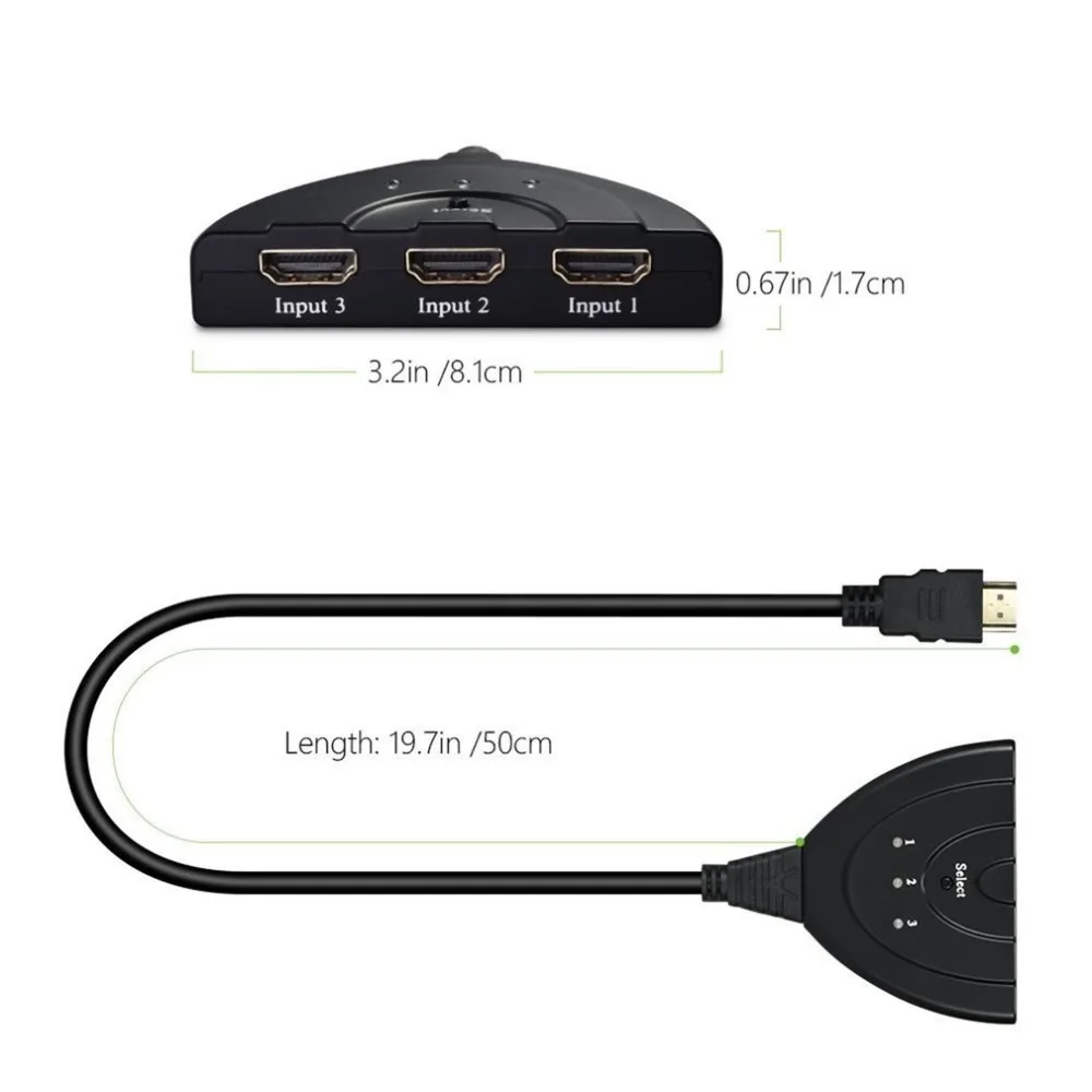 3 порта Переходник HDMI разветвитель мини кабель HDMI коммутатор 1080P коммутатор 3 в 1 выход порт концентратор для HDTV для PS3 PS4