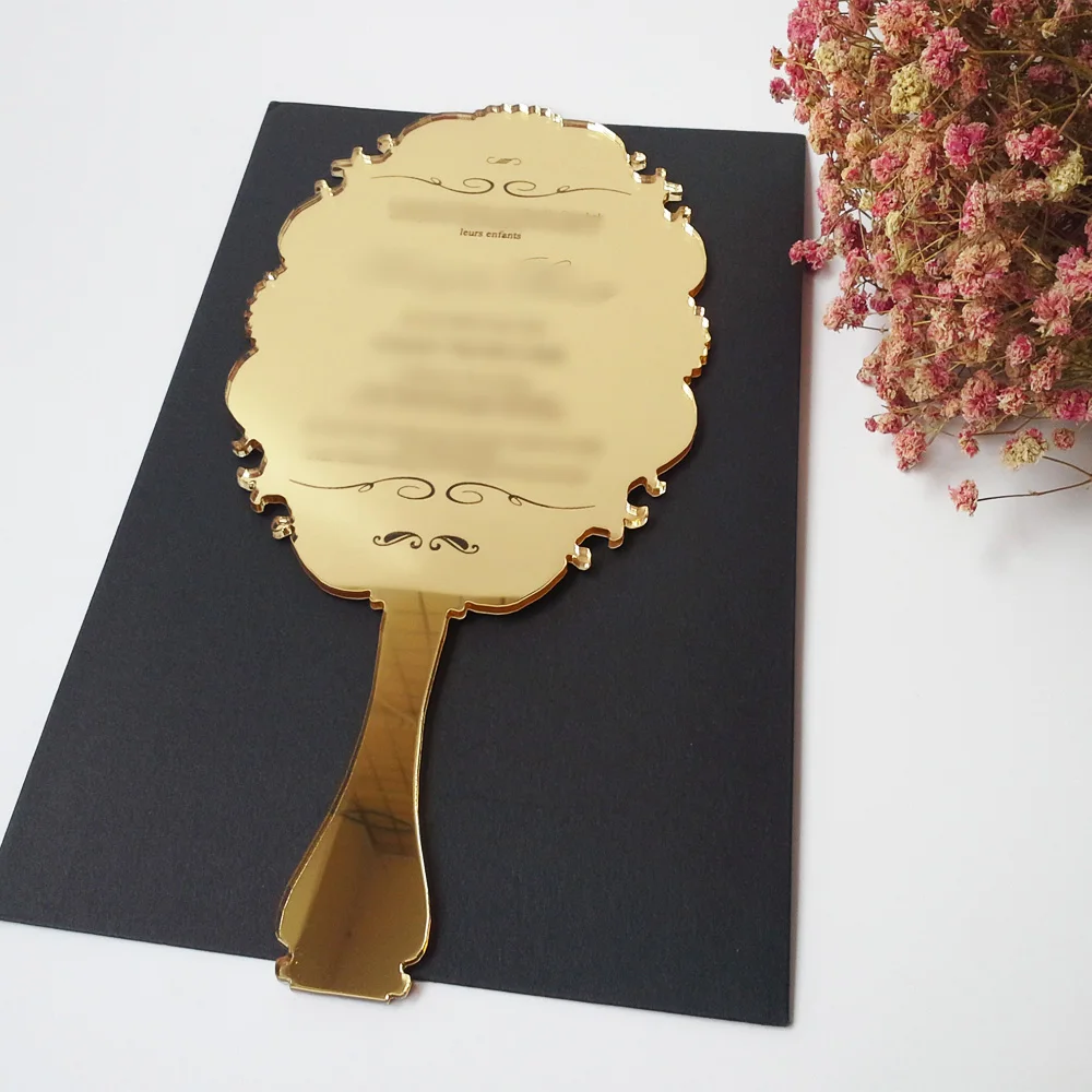  Sample order for 123*238mm Handheld Mirror shaped Gold/Silver Mirror Acrylic Wedding Invitation Car - 32697034485