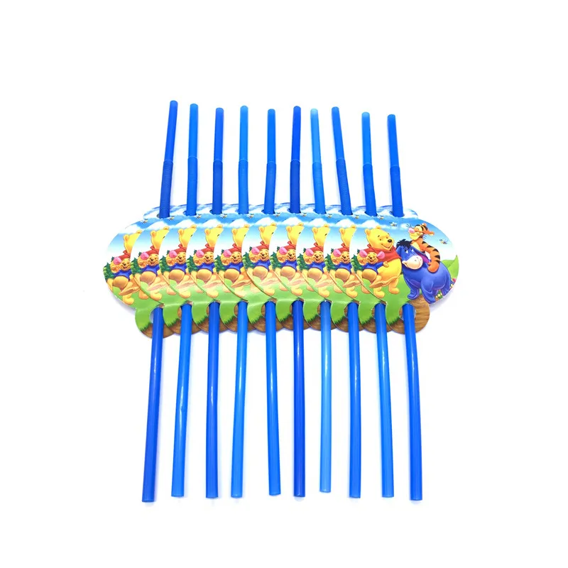Straws-10pcs 1 шт. скатерти с Винни пухом, принадлежности для дня рождения Винни Пуха, одноразовые скатерти с Винни пухом 1,1*1,8 м - Цвет: Straws-10pcs