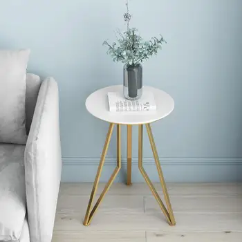 

Nordic simple wrought iron marble side sofa corner living room golden small coffee table creative small round table