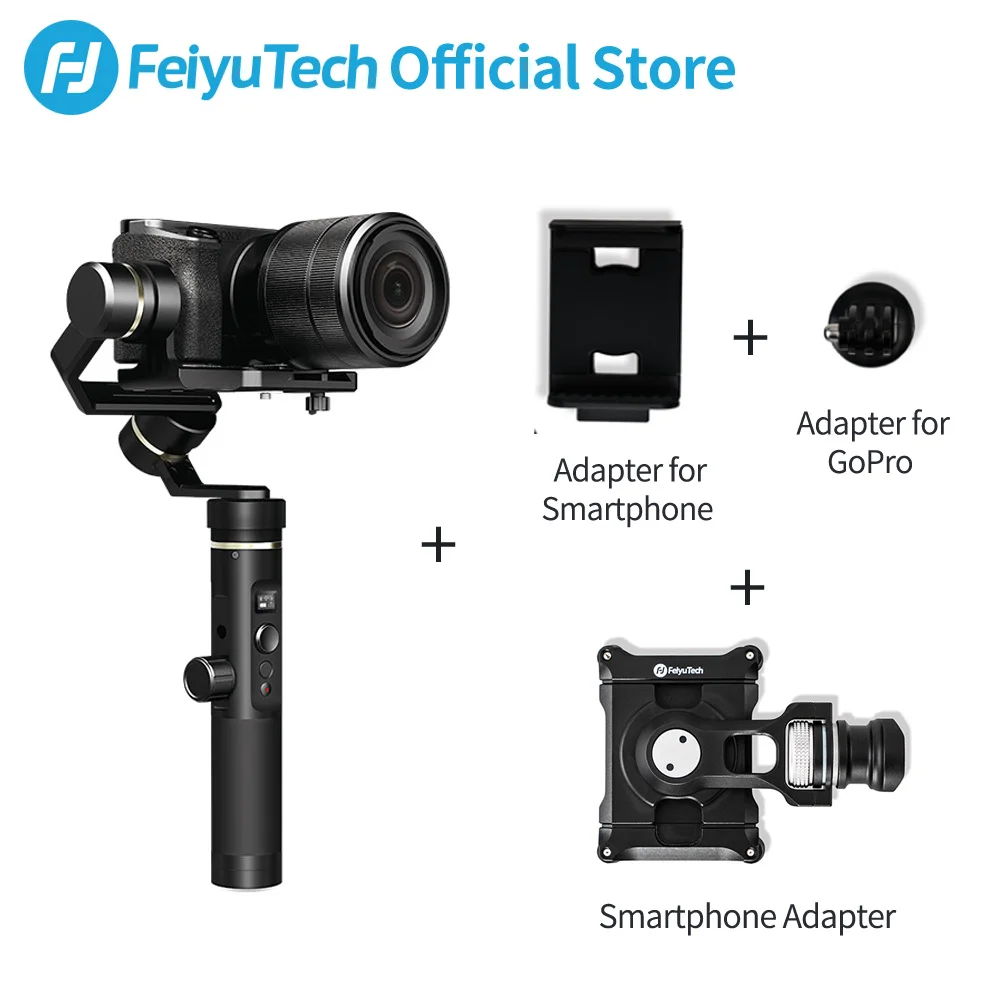 with phone adapter FeiyuTech Feiyu G6 Plus 3-Axis ручка брызг карданный Стабилизатор Для беззеркальных карман Камера экшн-Камеры GoPro Hero 6 5 смартфон - Цвет: with phone adapter