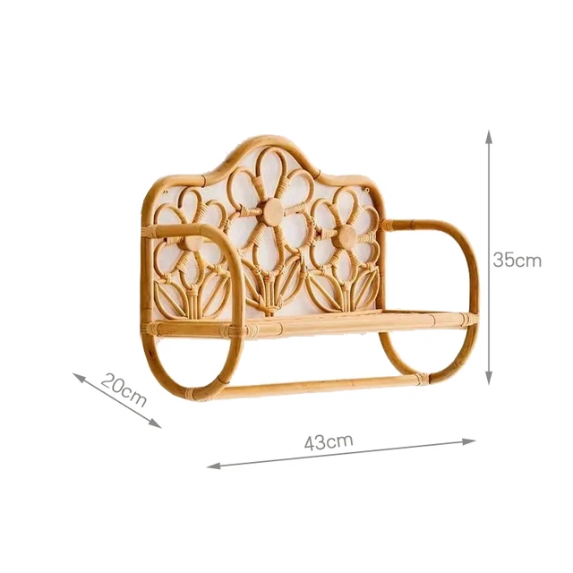 Flower-shaped decor Rattan wall shelf  for bathroom 4