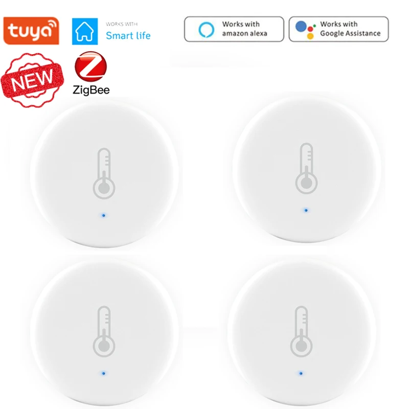 Умный датчик температуры и влажности Tuya/SmartLife App ZigBee работает с Zigbee Hub через Alexa Google