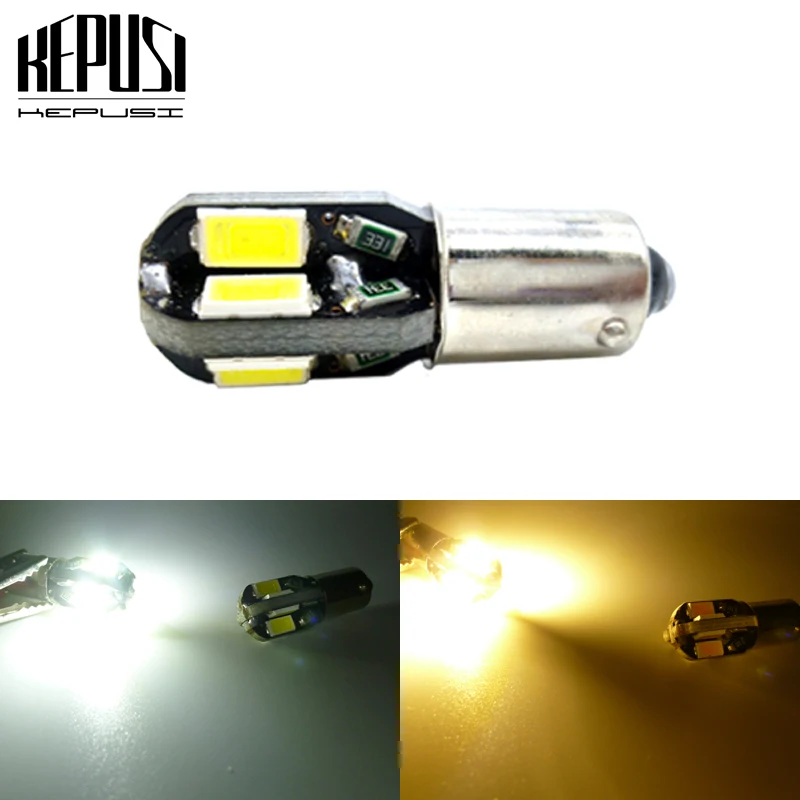 

BA9S T4W Car LED Bulbs 8 SMD 5730 LED Reading Side Marker Light License Plate Light Door Lamp Warm White for Car yellow amber