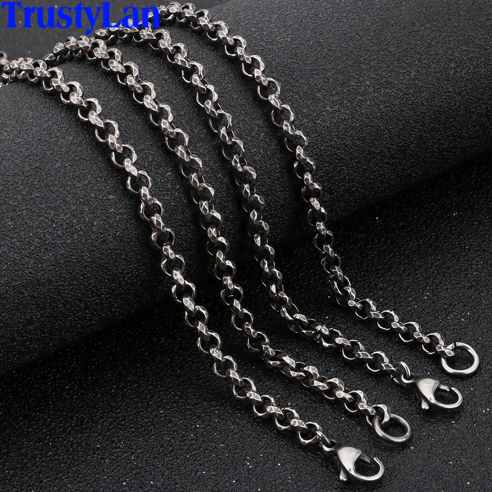 

5MM Thick 316L Stainless Steel Chain Necklace Men Personalized Male Jewelry Vintage 66CM Long Mens Necklaces Chains Fashion Gift