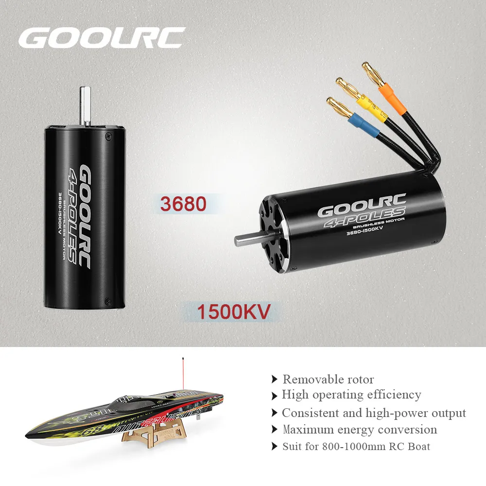 

New High Performance 3680 1500KV 4 Poles Brushless Sensorless Motor for 800-1000mm RC Boat