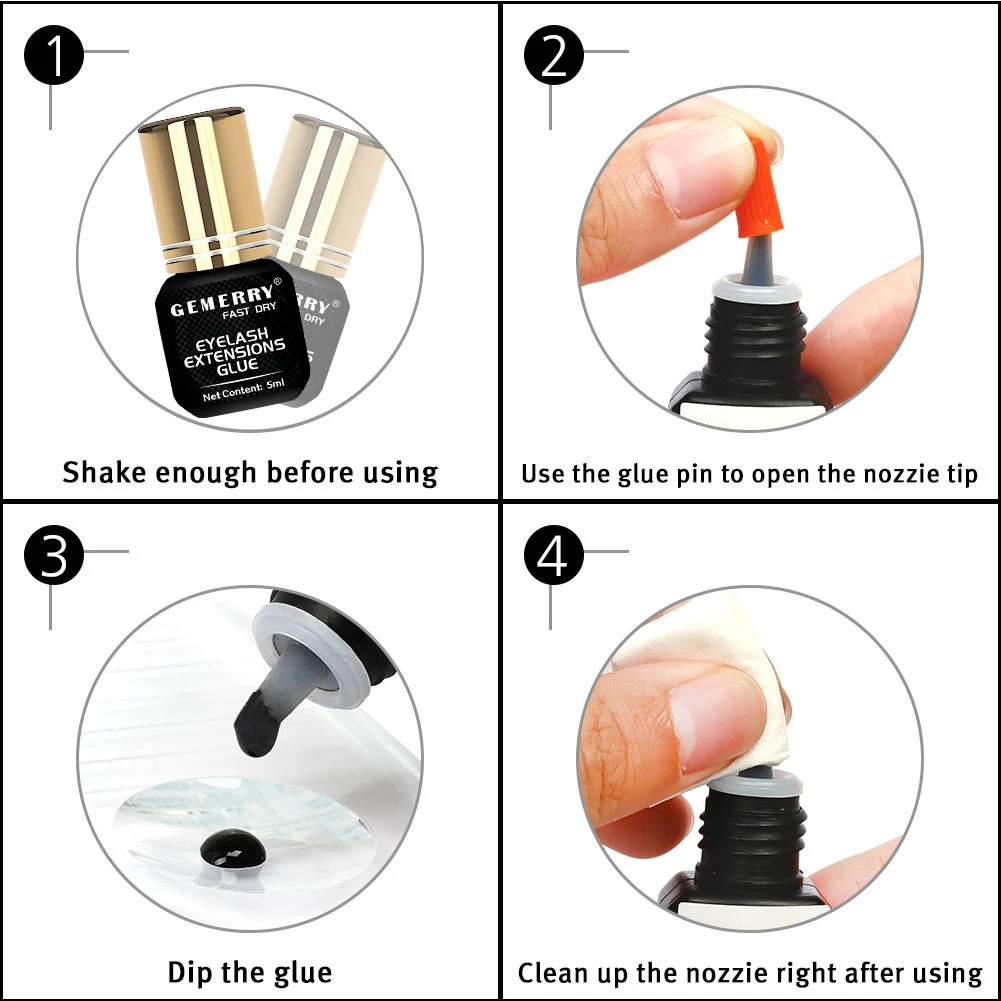 GEMERRY 5/10ML Eyelash Glue Fast Drying Eyelashes Extension Glue Black Adhesive Retention 3-6 Months Long Last Lash Glue 4
