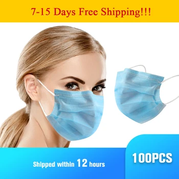 

100PCS Disposable Face Mask Safety Mask Nonwoven Hygiene Breathable Masks Face Care Elastic Earloop