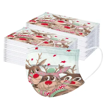 

100pcs Christmas Disposable Mouth Mask Women Man Face Mask 3 Ply Non-woven Breathable Earloop Cloth Mouth Mask Mondkapjes Masque
