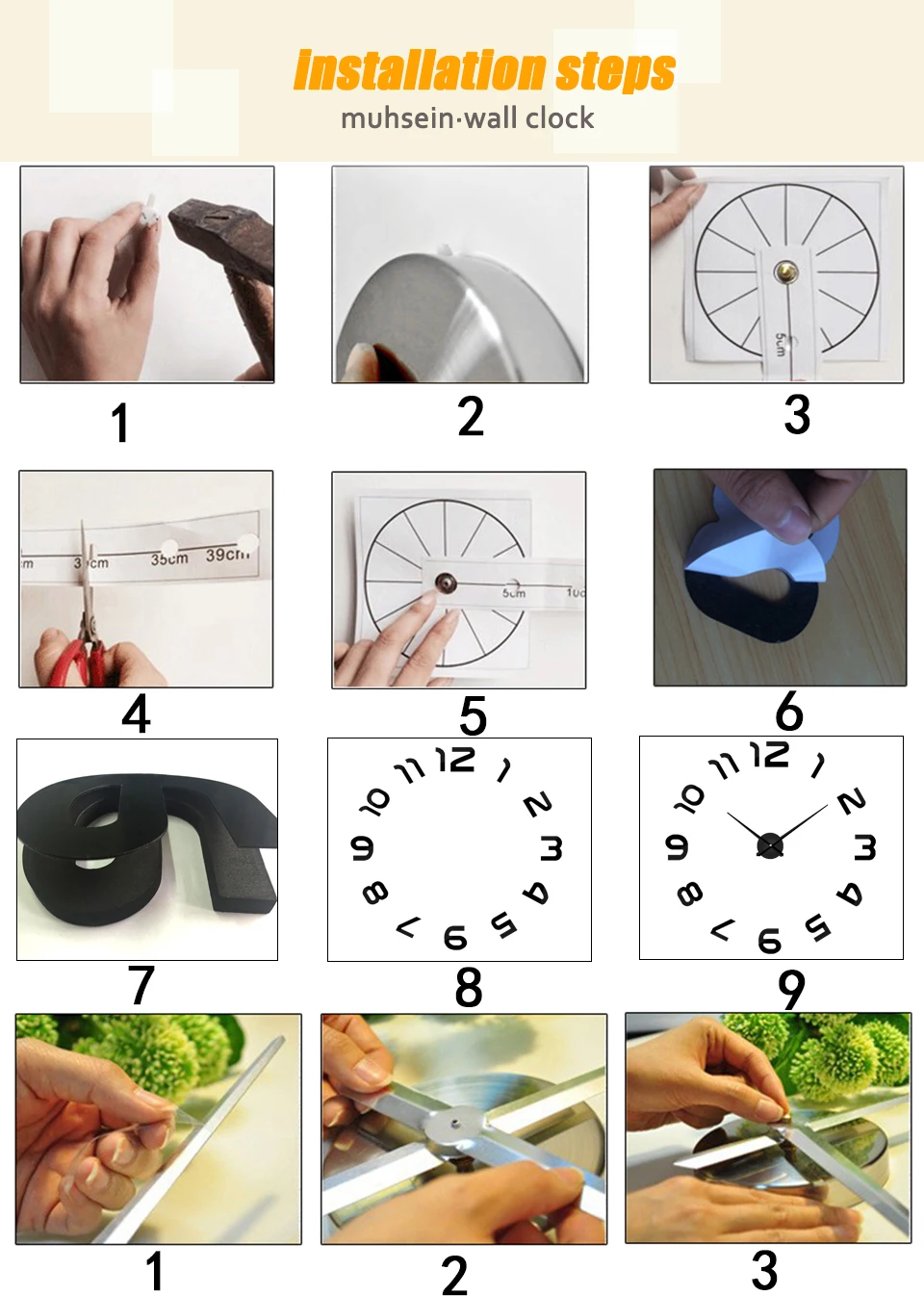 Muhsein 2022 Full Golde Sliver Black Wall Clock Modern Design Home Decoration Clock Unique Big Size 3D Wall Sticker Clocks