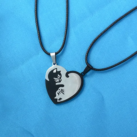 Cat necklace 4 Ожерелье в виде сердца с милым мультяшным котом, ожерелье с подвеской, золотое, серебряное, черное ожерелье с животным, ювелирное изделие, подарок для девочек и мальчиков - Окраска металла: Cat necklace 4