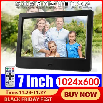 

7 inch Screen Digital Photo Frames HD LED Backlight 1024*600 Full Function Picture Music Video Movie Electronic Album Gift