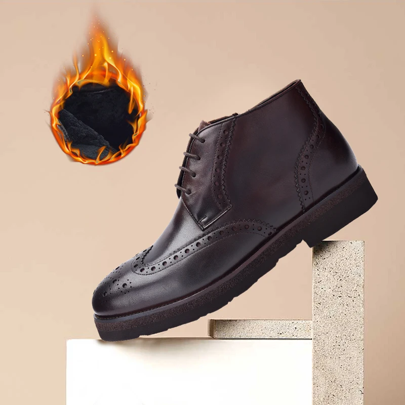 Jackmiller/ботинки из коровьей кожи; Мужская зимняя теплая обувь с подкладкой из натуральной шерсти; мужская обувь на шнуровке с внутренней молнией; цвет черный, темно-коричневый, светло-коричневый