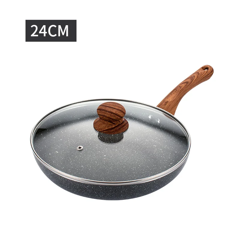 24cm set Антипригарное покрытие утолщение из медицинского камня сковородка для жарки 24/26/28 см многоцелевой блин Стейк Пан нет дыма Применение для газовая, индукционная плита - Color: 24cm set