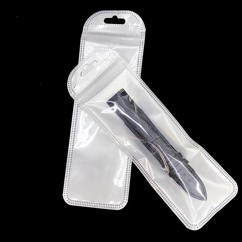 H9dfccee04155443d942c420ff787039bX 50Pcs/Lot Long Plastic Ziplock Package Bag Pens Leather Keychain Watch Band Jewelry Pouch Self Sealing Makeup Brush Packing Bags