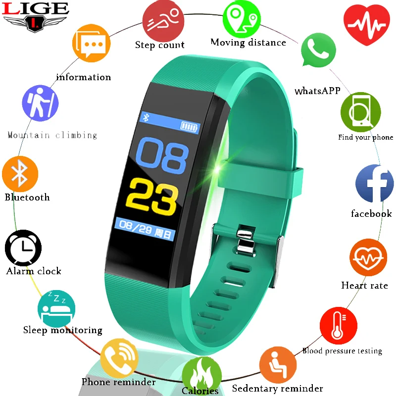 LIGE 2019 Новые смарт-часы для мужчин и женщин Bluetooth Часы Монитор Сердечного Ритма