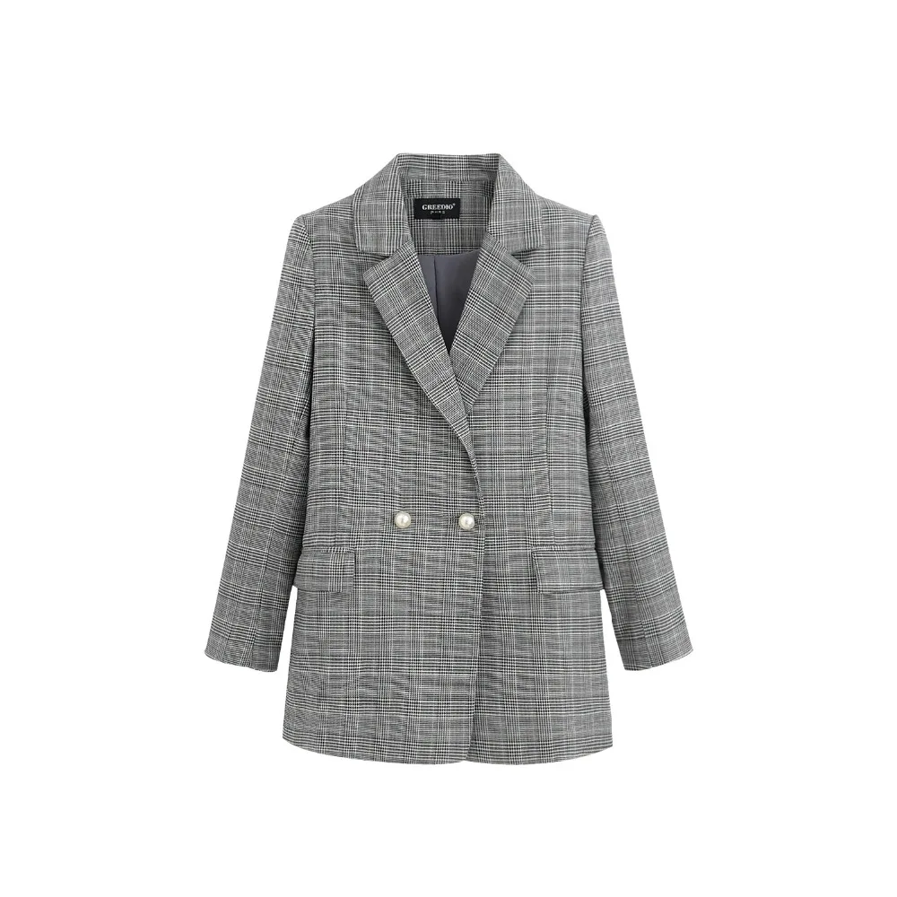 Mode vrouwen lente herfst nieuwe Koreaanse vrouwen плед kleine pak vrouwen jas Slim dunne lange плед pak tij Wilde MS