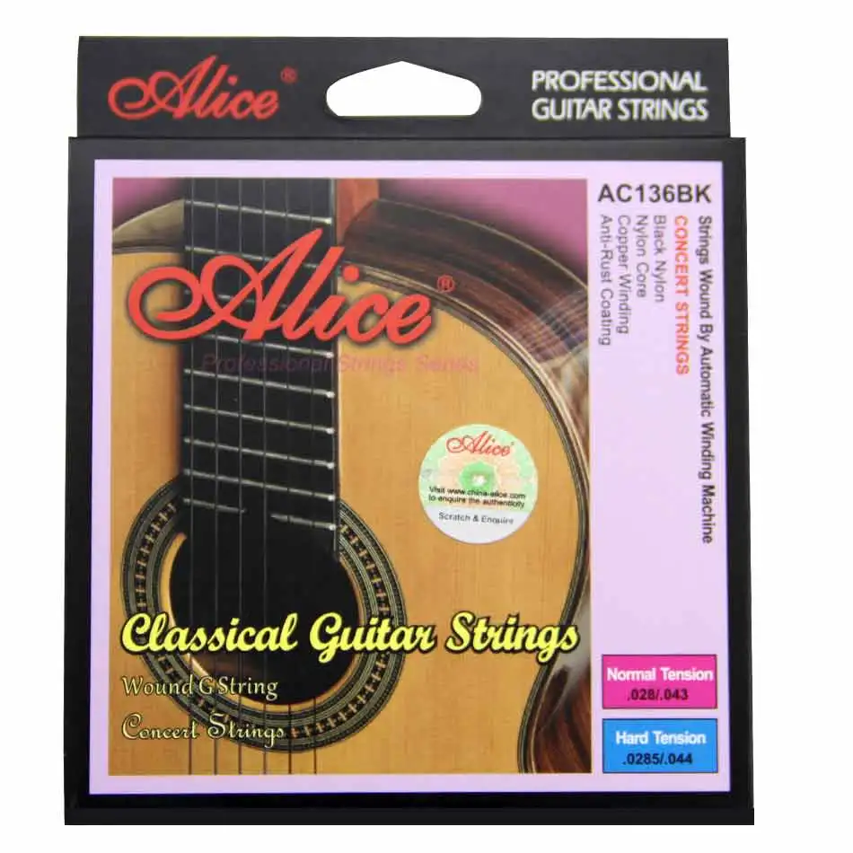 Новые Классические гитарные струны Alice AC136BK с черными нейлоновыми гитарными аксессуарами