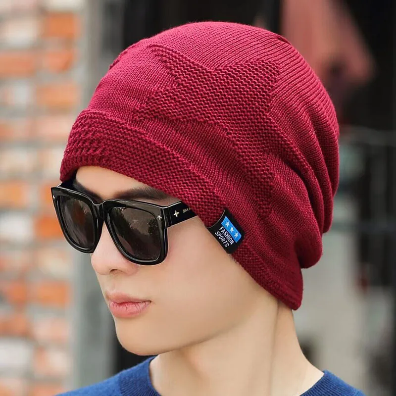 SUOGRY зимние шапки для мужчин Skullies Bonnets Мужская зимняя вязаная шапка шарф шерсть Женский Gorras маска фасоль мужская шапка