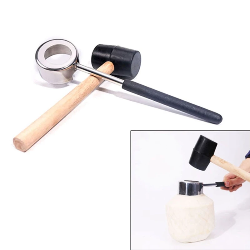 Горячая XD-2Pcs/ранг практичная легкая открывалка для кокоса набор инструментов из нержавеющей стали открывалка с деревянным молотком