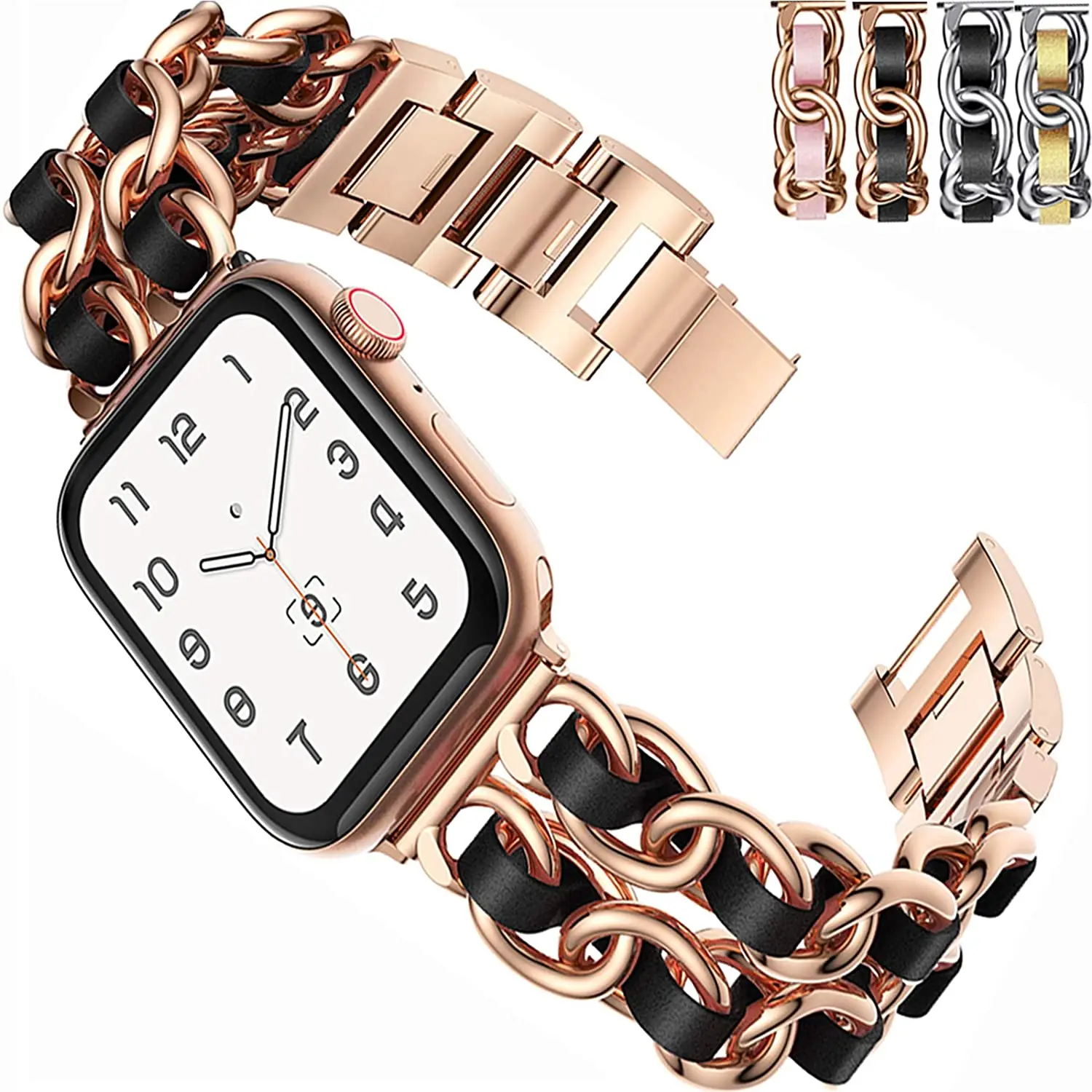 Crested Store Stainless Steel Strap for Apple Watch Band 44mm/ 40mm/ 42mm/ 38mm Link Bracelet Rose Gold / 38mm / 40mm / 41mm