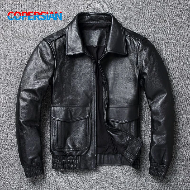Men Leather Jacket COPERSIAN New Plus Size 8XL Men's winter Leather Jacket Men Classic A2 Cowhide Coat Genuine Leather Jacket Quality men leather jacket